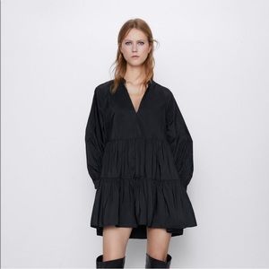 Zara A-Line black dress. Balloon sleeves. Great condition. Sz. XL